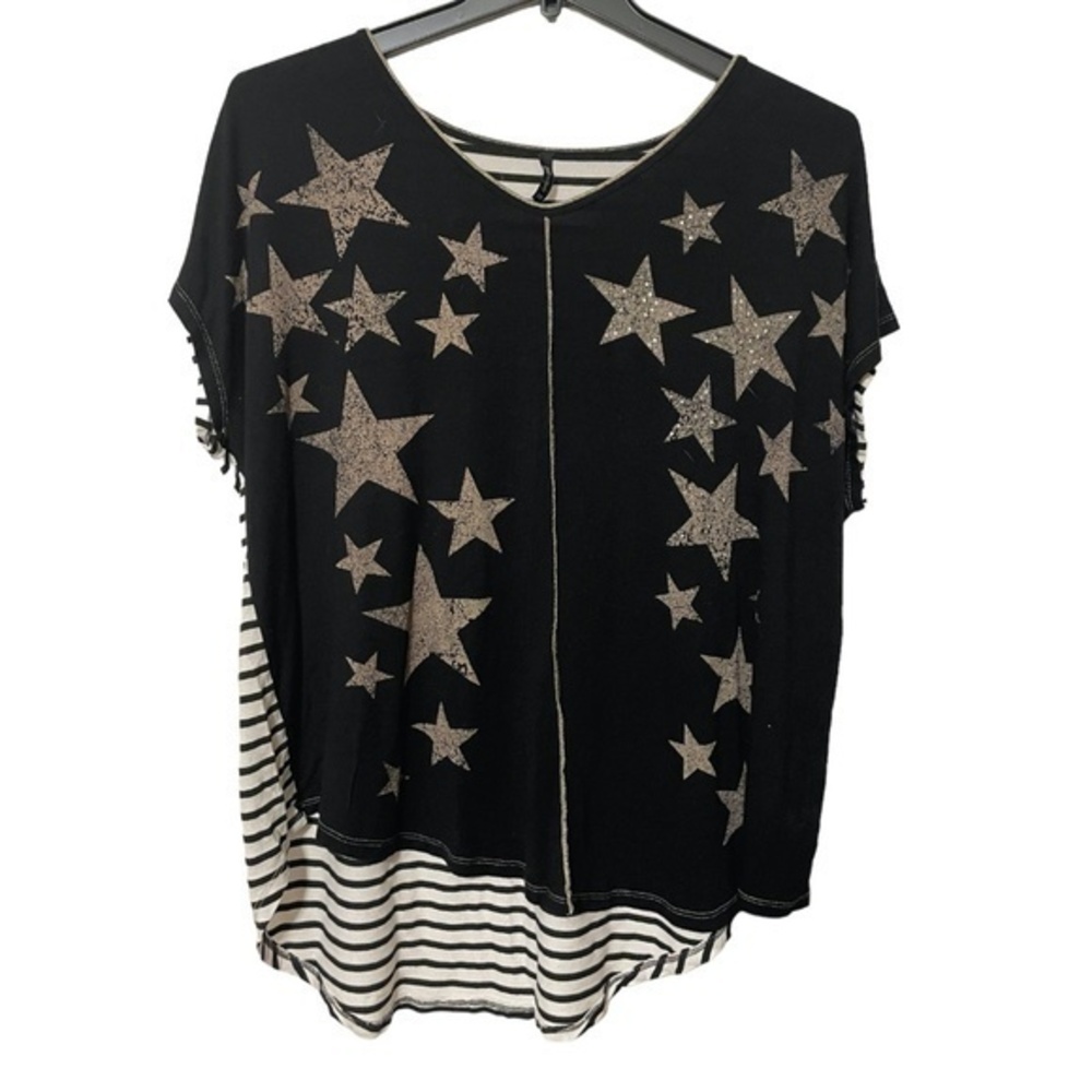 3/$25  Edista Los Angeles Short Sleeve Tunic Stars & Stripes Lightweight Size 2X